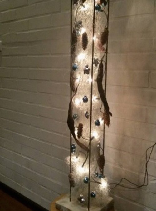 Staande kerstlamp wit